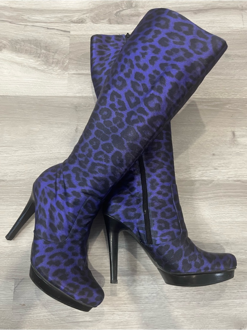 Carlos Santana Purple Leopard Platform Boots